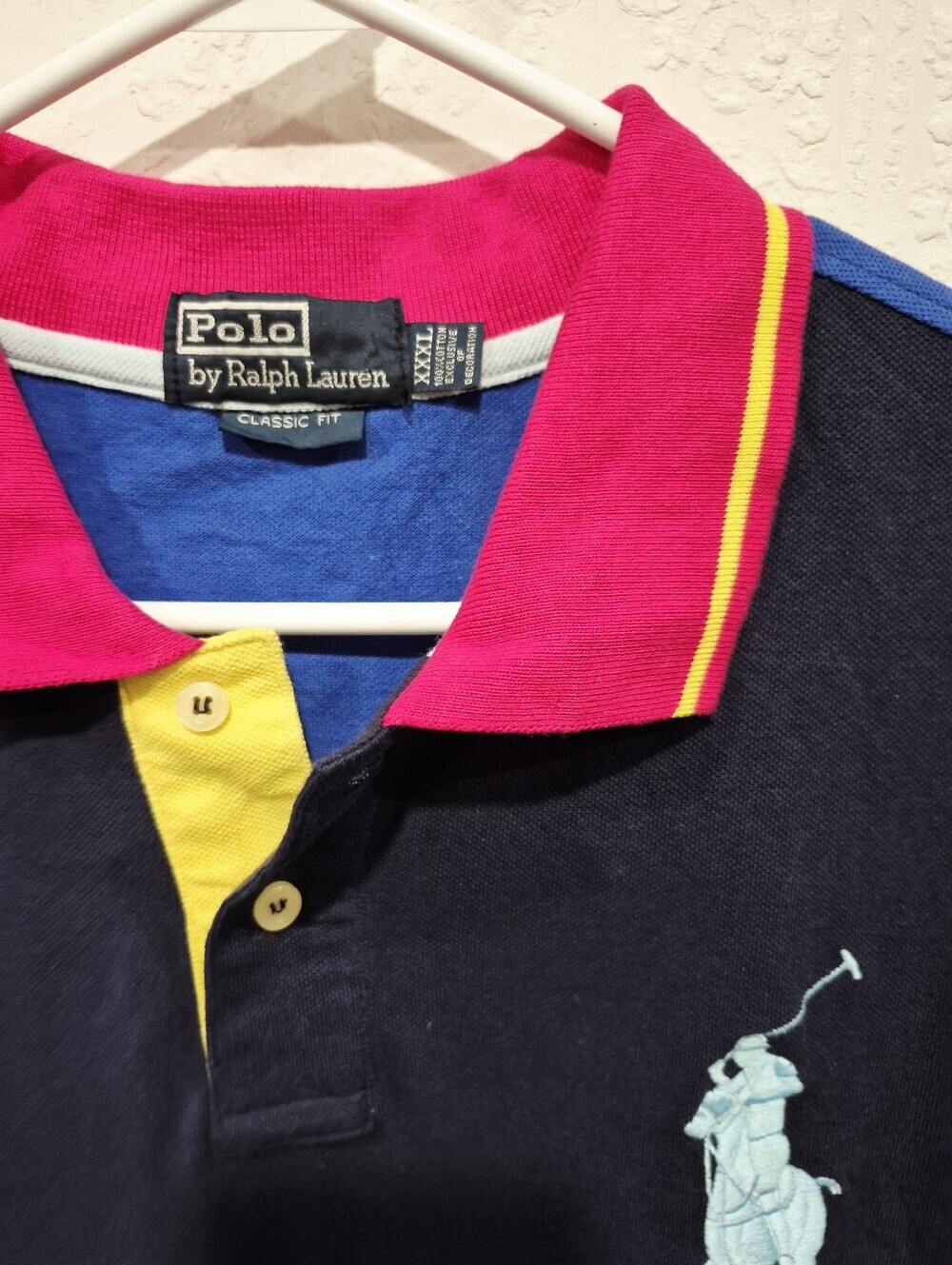 Vintage Polo Ralph Lauren Colorblock Big Pony Polo Shirt Size 3XL - Picture 4 of 7